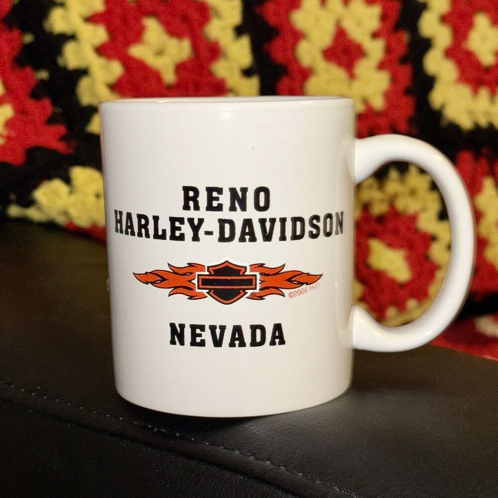 Harley Davidson Reno Nevada Vintage 2006 White Coffee Mug Logo Cup
